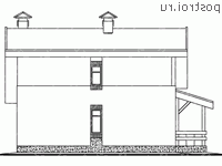 C-112-1K проект одноэтажного коттеджа из кирпича с мансардой размером 10 на 6  - вид справа