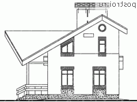 C-112-1K проект одноэтажного коттеджа из кирпича с мансардой размером 10 на 6  - вид сзади