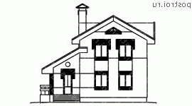 C-116-1P проект двухэтажного коттеджа из пенобетона размером 9 на 9  - вид спереди