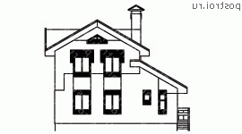 C-116-1P проект двухэтажного коттеджа из пенобетона размером 9 на 9  - вид сзади