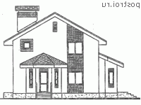 C-129-2P проект двухэтажного дома из газобетона размером 8 на 8  - вид спереди