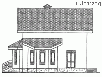 C-129-2P проект двухэтажного дома из газобетона размером 8 на 8  - вид слева
