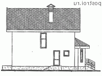 C-129-2P проект двухэтажного дома из газобетона размером 8 на 8  - вид справа