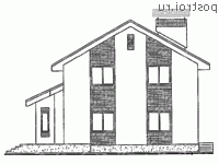 C-129-2P проект двухэтажного дома из газобетона размером 8 на 8  - вид сзади