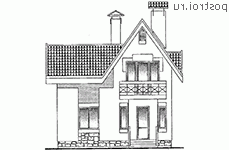 C-132-1P проект одноэтажного коттеджа из газобетона с мансардой размером 13 на 8  - вид спереди