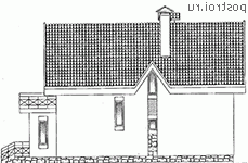 C-132-1P проект одноэтажного коттеджа из газобетона с мансардой размером 13 на 8  - вид слева
