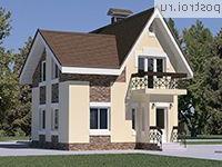 C-132-1P проект одноэтажного коттеджа из газобетона с мансардой размером 13 на 8 