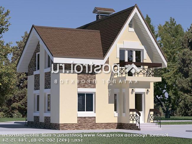 C-132-1P проект одноэтажного коттеджа из газобетона с мансардой размером 13 на 8 