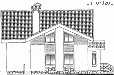 C-132-1P проект одноэтажного коттеджа из газобетона с мансардой размером 13 на 8  - вид справа