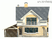 C-166-1P проект двухэтажного дома из пеноблоков с гаражом размером 9 на 13  - вид спереди