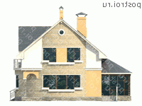 C-166-1P проект двухэтажного дома из пеноблоков с гаражом размером 9 на 13  - вид слева