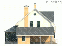 C-166-1P проект двухэтажного дома из пеноблоков с гаражом размером 9 на 13  - вид справа