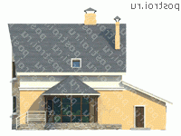 C-166-1P проект двухэтажного дома из пеноблоков с гаражом размером 9 на 13  - вид сзади