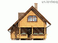 D-081-1D проект одноэтажного деревянного дома из бревна с мансардой размером 7 на 11 - вид спереди
