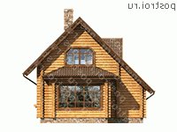 D-081-1D проект одноэтажного деревянного дома из бревна с мансардой размером 7 на 11 - вид сзади