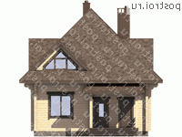 D-126-1D проект одноэтажного деревянного коттеджа из бруса с мансардой размером 9 на 9 - вид спереди D-126-1D проект одноэтажного деревянного коттеджа из бруса с мансардой размером 9 на 9 - вид спереди