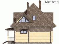 D-126-1D проект одноэтажного деревянного коттеджа из бруса с мансардой размером 9 на 9 - вид слева D-126-1D проект одноэтажного деревянного коттеджа из бруса с мансардой размером 9 на 9 - вид слева