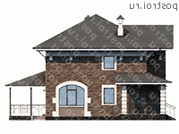 D-143-1P проект двухэтажного дома из газобетона размером 14 на 11  - вид справа