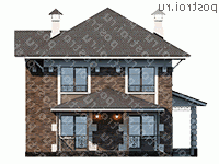 D-143-1P проект двухэтажного дома из газобетона размером 14 на 11  - вид сзади