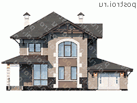 D-143-2P проект двухэтажного дома из пеноблоков с гаражом размером 14 на 14  - вид спереди