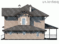 D-143-2P проект двухэтажного дома из пеноблоков с гаражом размером 14 на 14  - вид слева