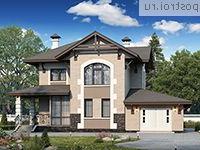 D-143-2P проект двухэтажного дома из пеноблоков с гаражом размером 14 на 14 