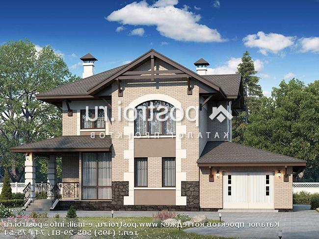 D-143-2P проект двухэтажного дома из пеноблоков с гаражом размером 14 на 14 