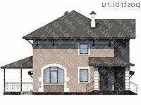 D-143-2P проект двухэтажного дома из пеноблоков с гаражом размером 14 на 14  - вид справа