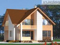 D-150-1P проект одноэтажного коттеджа из пеноблоков с мансардой размером 10 на 10 