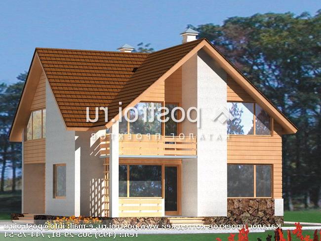 D-150-1P проект одноэтажного коттеджа из пеноблоков с мансардой размером 10 на 10 