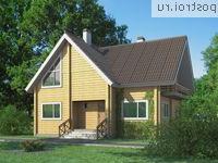 D-152-1D проект одноэтажного деревянного коттеджа из бруса с мансардой размером 10 на 11 