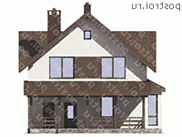 D-165-1P проект одноэтажного дома из пеноблоков с мансардой размером 11 на 11 - вид спереди