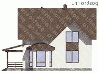 D-165-1P проект одноэтажного дома из пеноблоков с мансардой размером 11 на 11 - вид слева