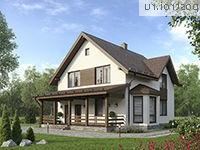 D-165-1P проект одноэтажного дома из пеноблоков с мансардой размером 11 на 11