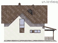 D-165-1P проект одноэтажного дома из пеноблоков с мансардой размером 11 на 11 - вид справа