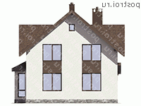 D-165-1P проект одноэтажного дома из пеноблоков с мансардой размером 11 на 11 - вид сзади