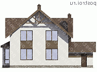 D-165-3P проект двухэтажного дома из пеноблоков с гаражом размером 11 на 15  - вид сзади