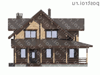 D-188-1D проект двухэтажного деревянного дома из бруса размером 9 на 12  - вид спереди