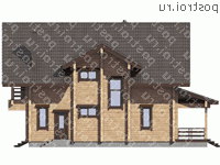 D-188-1D проект двухэтажного деревянного дома из бруса размером 9 на 12  - вид справа