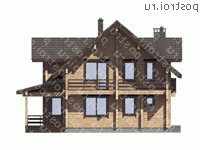 D-188-1D проект двухэтажного деревянного дома из бруса размером 9 на 12  - вид сзади