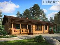 E-105-1D проект одноэтажного деревянного коттеджа из бревна размером 16 на 8 