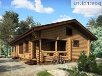 E-105-1D проект одноэтажного деревянного коттеджа из бревна размером 16 на 8 