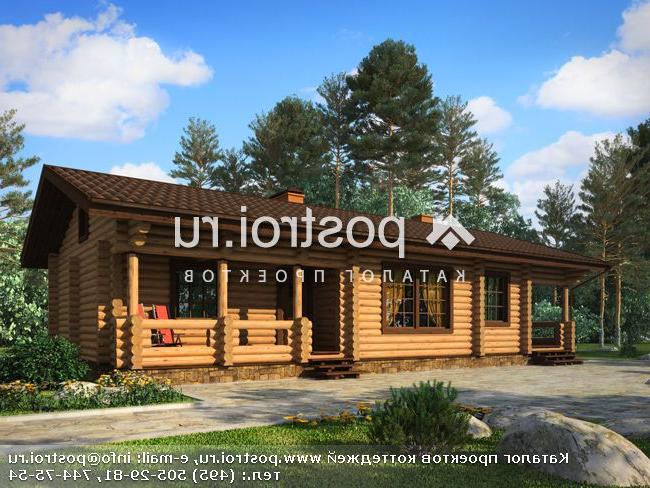 E-105-1D проект одноэтажного деревянного коттеджа из бревна размером 16 на 8 