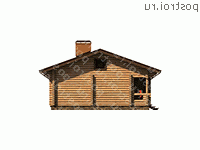 E-105-1D проект одноэтажного деревянного коттеджа из бревна размером 16 на 8  - вид справа