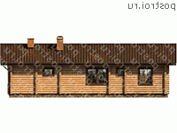 E-105-1D проект одноэтажного деревянного коттеджа из бревна размером 16 на 8  - вид сзади