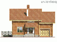 E-125-1P проект двухэтажного коттеджа из газобетона с гаражом размером 10 на 14  - вид спереди