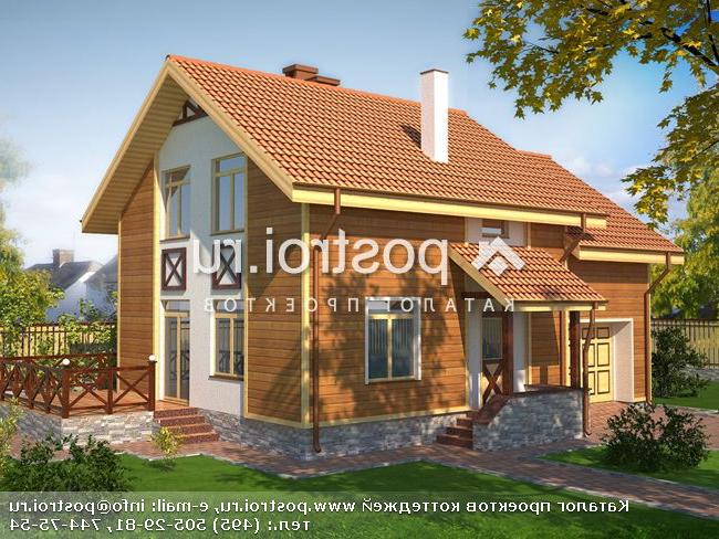 E-125-1P проект двухэтажного коттеджа из газобетона с гаражом размером 10 на 14 