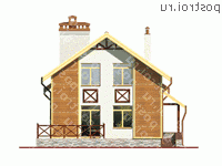 E-125-1P проект двухэтажного коттеджа из газобетона с гаражом размером 10 на 14  - вид справа