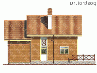 E-125-1P проект двухэтажного коттеджа из газобетона с гаражом размером 10 на 14  - вид сзади