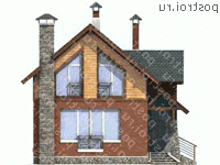 E-129-1P проект двухэтажного коттеджа из газобетона размером 14 на 8  - вид спереди